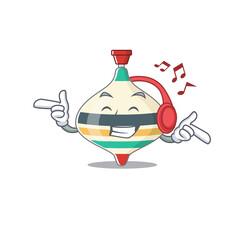 Sticker - Top toy Cartoon design concept listening music on headphone