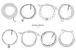 Collection of hand-made bracelets in ethnic style. Vector illustration isolated on a white background.