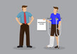 Employee Claims Medical Insurance from Employer Cartoon Vector Illustration