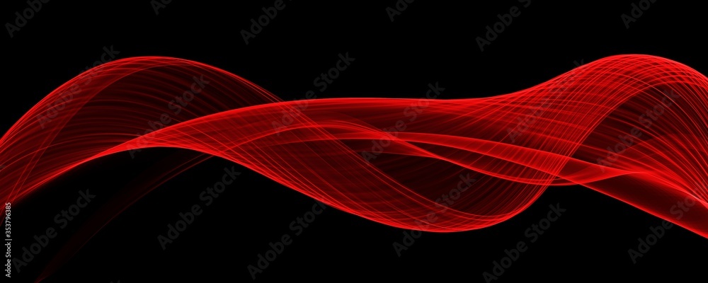 Abstract red wave curve smooth on black design modern luxury technology ...