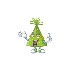 Poster - Cartoon character design of nerd green party hat with weird glasses