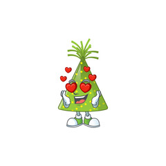 Sticker - An adorable green party hat cartoon mascot style with a falling in love face