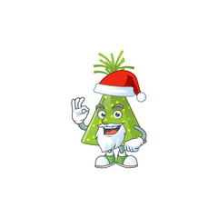 Wall Mural - Green party hat Santa cartoon design concept with ok finger