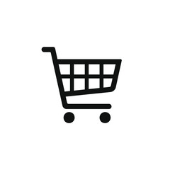 Poster - Shopping cart icon symbol. Flat shape web store button. Online shop logo sign. Vector illustration image.Black silhouette isolated on white background.