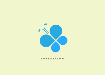 Fototapete - Butterfly-shaped water drop logo. Illustration of a butterfly symbol