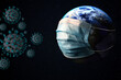 Concept of the world or earth versus Coronavirus or Covid-19 pandemic to use as background with black background