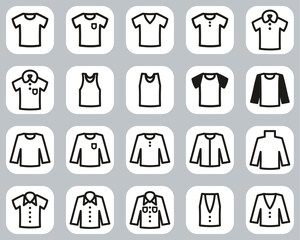 Sticker - Shirt Icons Black & White Flat Design Set Big