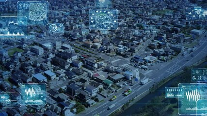 Aufkleber - Smart city and communication network concept. 5G. IoT (Internet of Things). Telecommunication.