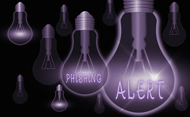 Poster - Writing note showing Phishing Alert. Business concept for aware to fraudulent attempt to obtain sensitive information