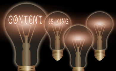 Poster - Text sign showing Content Is King. Business photo text believe that content is central to the success of a website