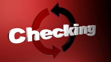 Poster - The write CHECKING in fronto of two rotating arrows - 3D rendering video clip