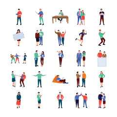 coworking people flat icons pack