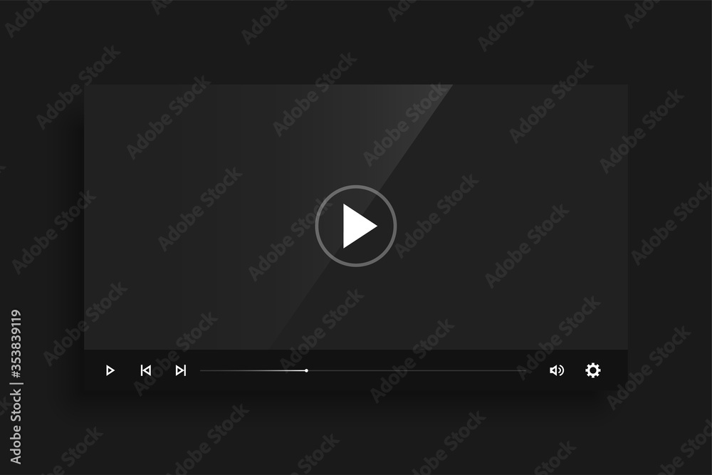 dark black video player template skin design Stock Vector | Adobe Stock