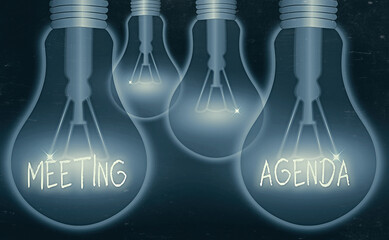 Fototapete - Writing note showing Meeting Agenda. Business concept for items that participants hope to accomplish at a meeting