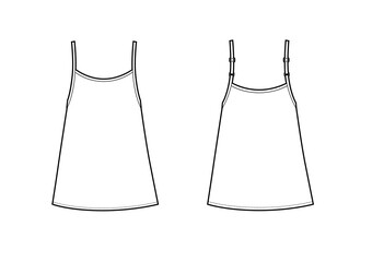 Canvas Print - black tank t-shirt vector for women's. A-silhouette