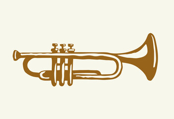 Wall Mural - Musical instrument. Trumpet. Vector drawing