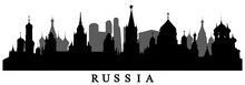 Country Russia, Silhouette Of Buildings. Vector Illustration