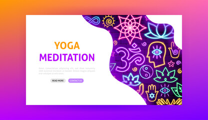 Canvas Print - Yoga Meditation Neon Landing Page