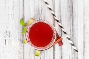 Wall Mural - Rhubarb Spritzer (close up shot; selective focus)