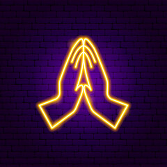 Wall Mural - Namaste Hands Neon Sign