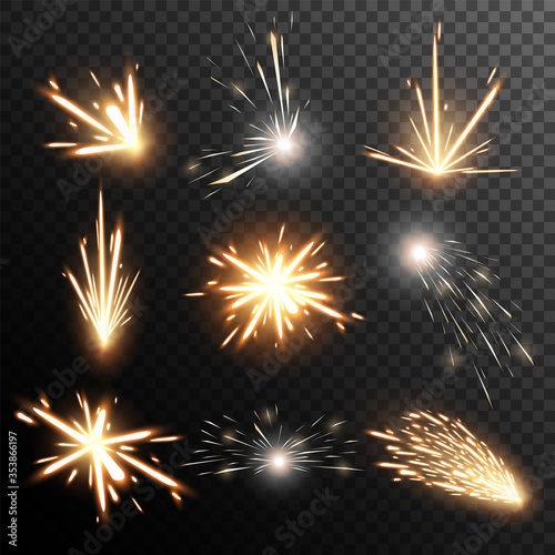 Fotografía Fiery sparks collection. Light effect. Big vector set.