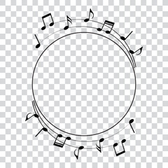 Wall Mural - Music notes, round frame, vector illustration.