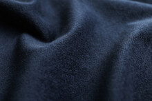 Texture Of Dark Blue Fabric As Background, Closeup
