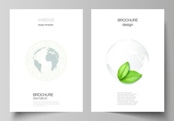 Vector layout of A4 format cover mockups design templates for brochure, flyer, booklet, cover design, book design, brochure cover. Save Earth planet concept. Sustainable development global concept.
