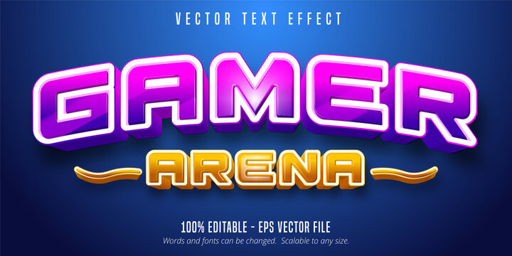 Gamer arena text, game style editable text effect