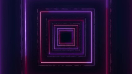 Poster - Neon lines with changing colors - abstract movement as a tunnel of square elements in a seamless loop