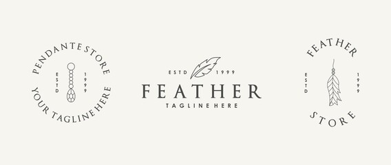 Feather logo collection with minimalist style