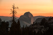 Sunset view of the Half Dome from the Olmsted Viewpoint in Yosemite