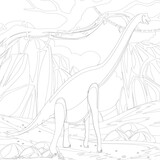 Fototapeta Dinusie - Outline Dinosaur  Illustration Suitable For Any Of Graphic Design Project Such As Coloring Book And Education