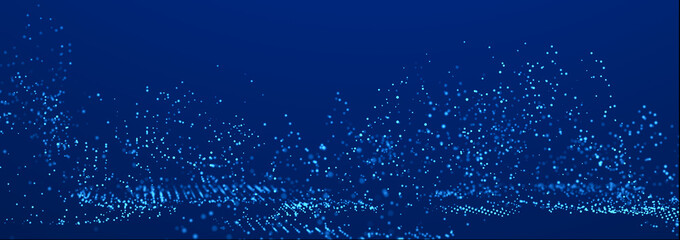 Leinwandbilder - Technology background with glowing defocused particles. Big data. Digital background. 3D