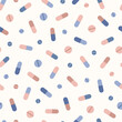 Pastel pills and capsules. Vector seamless pattern