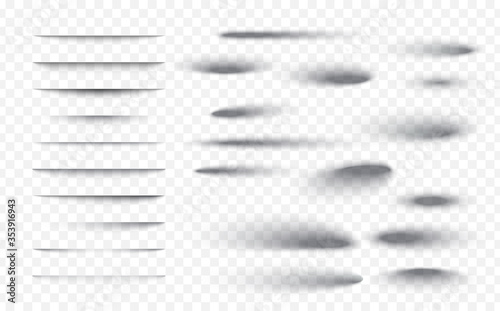 Fotomural Set of transparent shadow with soft edges