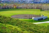 Fototapeta Mapy - Top View of Baseball Field in Public Park.