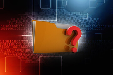 Poster - 3d rendering file folder with question symbol