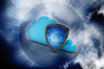 Poster - 3d illustration Security concept - shield 