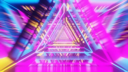 Poster - Mirrors, vibrant colors and music. Tunnel disco. Seamless loop.