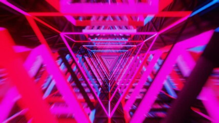 Poster - Red-blue abstract tunnel rotates counterclockwise. Seamless loop.