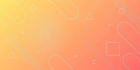 Sticker - Modern abstract background with memphis elements in yellow and orange gradients and retro themed for posters, banners and website landing pages.