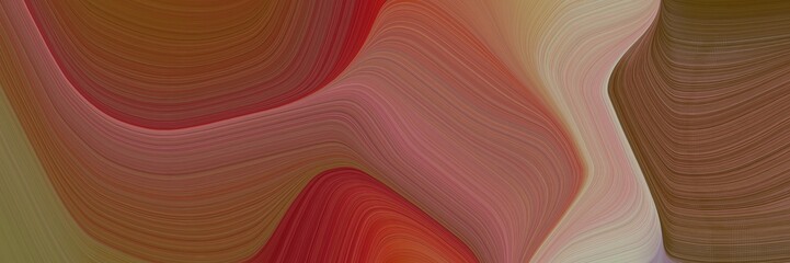 Poster - abstract colorful horizontal header with brown, rosy brown and pastel brown colors. fluid curved lines with dynamic flowing waves and curves for poster or canvas