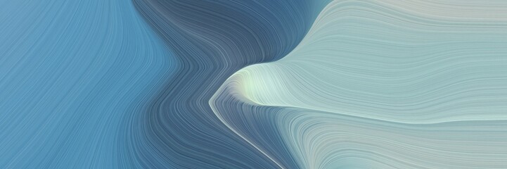Poster - abstract artistic designed horizontal banner with steel blue, pastel blue and ash gray colors. fluid curved lines with dynamic flowing waves and curves for poster or canvas
