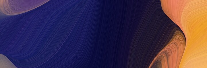 Poster - abstract decorative header with very dark blue, peru and dim gray colors. fluid curved lines with dynamic flowing waves and curves for poster or canvas