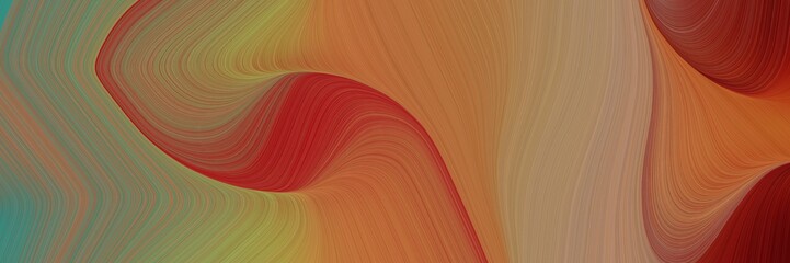 Poster - abstract modern header design with pastel brown, firebrick and sea green colors. fluid curved lines with dynamic flowing waves and curves for poster or canvas