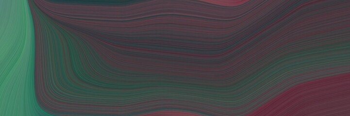 Poster - abstract surreal horizontal header with dark slate gray, sea green and old mauve colors. fluid curved flowing waves and curves for poster or canvas