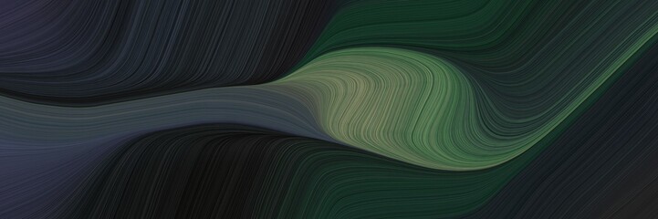 Poster - abstract decorative horizontal banner with very dark blue, gray gray and dim gray colors. fluid curved flowing waves and curves for poster or canvas