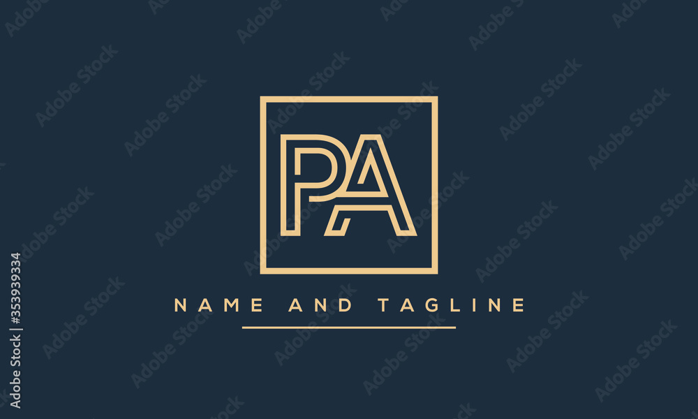 Alphabet letters monogram icon logo PA or AP - obrazy, fototapety, plakaty 