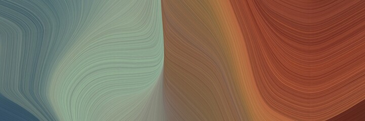 Poster - abstract decorative designed horizontal header with pastel brown, dark sea green and gray gray colors. fluid curved lines with dynamic flowing waves and curves for poster or canvas